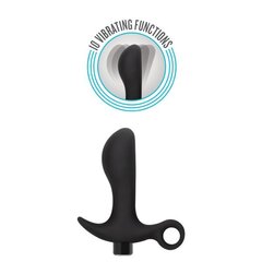 Черный анальный вибратор Silicone Vibrating Prostate Massager 01 - 10,8 см. - 