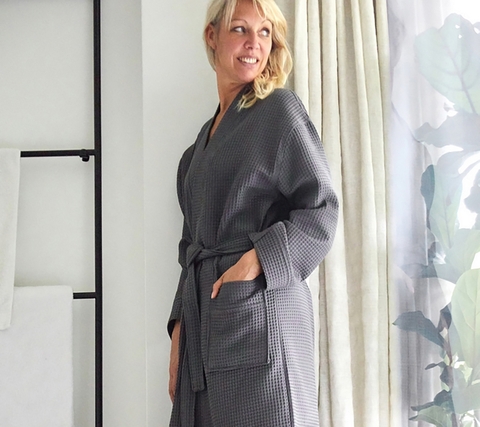 Халат вафельный Blanc des Vosges Waffle антрацит