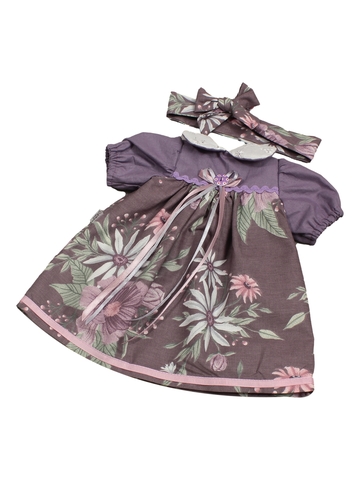 Платье с воротничком - Лиловый / цветы. Одежда для кукол, пупсов и мягких игрушек.