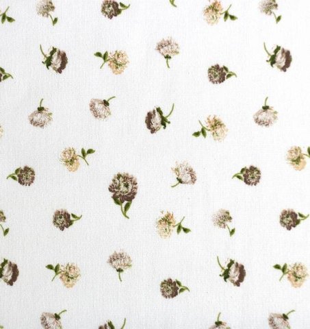 Портьерная хлопковая ткань в английском стиле Руан кремовые цветы