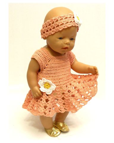 Вязаный сарафан и полоска - На кукле. Одежда для кукол, пупсов и мягких игрушек.