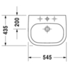 Duravit D-Code Раковина встр., для встраивания сверху, с перел., с 3 отв. под смес., 545x435мм, Цвет: Белый 337540030