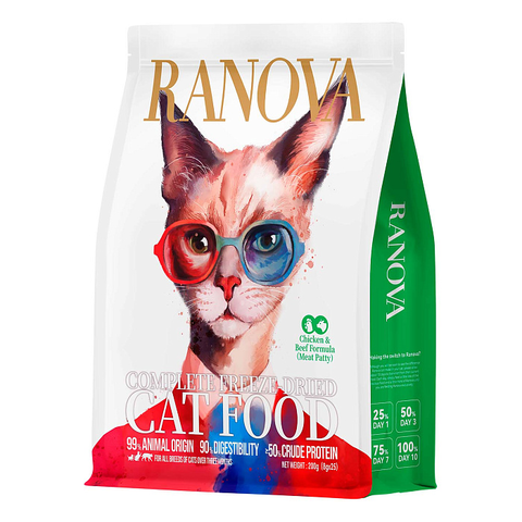 Полнорационный сухой (сублимированный) корм Ranova для кошек с курицей и говядиной, 200 г