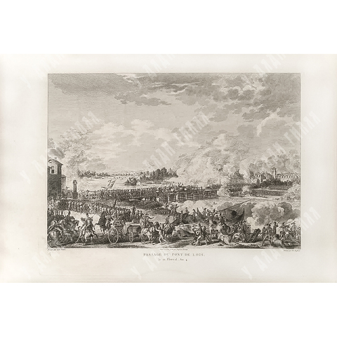 Прохождение моста Лоди. Гравюра из альбома Военные кампании Франции. Париж. 1834