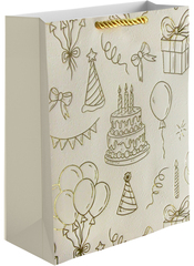 Пакет подарочный S вертикальный, Праздничный, Дизайн №2, Кремовый, Металлик, 18*23*10 см (Д*В*Ш), 1 шт.