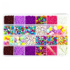 
          Набор для создания украшений-бусины и бисер Alingar, 185х130х18мм, "Lilac explosion", 2 вид.бус., подвес.,бисер, 2х1,2м леска, пластик.пенал с европод