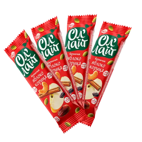 Фруктово-ореховый батончик яблоко-корица 'Ол'лайт', 120г 🔸 4 шт х 30г