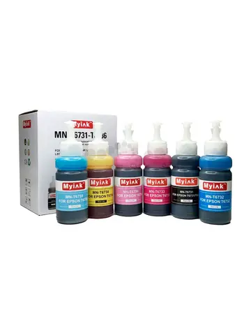 Чернила MyInk для Epson Ecotank L800, L805, L1800, L850, L810 (T6731-T6736), водные, комплект 6 цветов по 70 мл