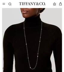 Длинное колье-нитка 33 камня из серебра 925пробы с завальцоваными куб.цирконами в стиле Tiffany