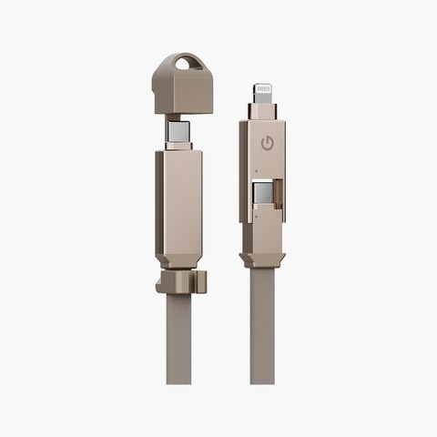 Кабель Energea Sheath 1м 2 в 1, USB-C to Lightning / USB-C, 60W, Золотой | Gold