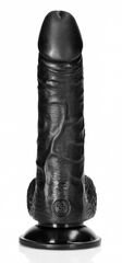 Черный фаллоимитатор Curved Realistic Dildo Balls Suction Cup 6 - 15,5 см. - 