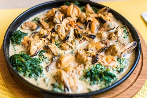 Мидии в сливочном соусе