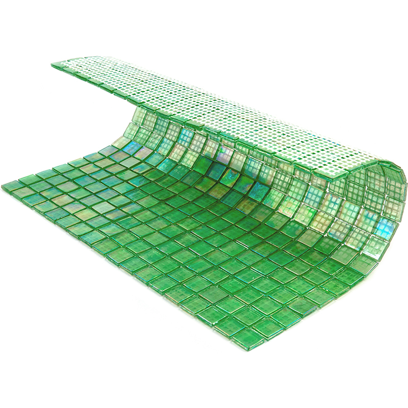 NG21 Мозаичная плитка чип 15 стекло Alma Mono Color зеленый квадрат глянцевый перламутр