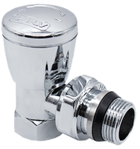 Радиаторный вентиль ручной регулировки, угловой хромированный HLV