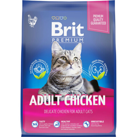 Brit Premium Cat Adult сухой корм для взрослых кошек (курица) 800 гр