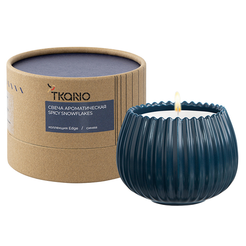 Свеча ароматическая Tkano Edge Spicy Snowflakes синяя 30ч