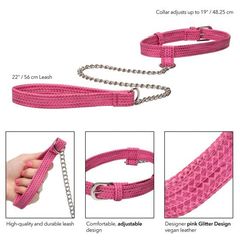 Розовый ошейник с поводком Tickle Me Pink Collar With Leash - 