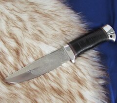 Нож кованый НС-63 А с гравировкой (сталь 40Х10С2М) алюминиевые вставки на рукояти (Златоуст)