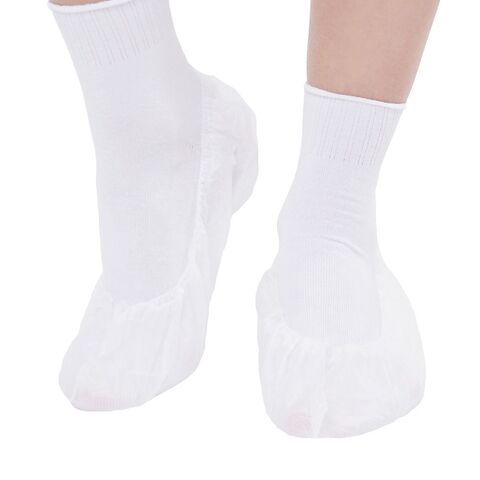 Бахилы (носочки) одноразовые нетканые белые в индивидуальной упаковке (50 штук в упак)