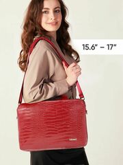Сумка для ноутбука 15,6" и 17" с ремнем на плечо и 3 отделениями (Лакированный красный)