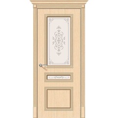 Купить Межкомнатная дверь шпон Стиль беленый дуб остеклённая