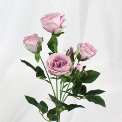 Розы искусственные кустовые евро, ветка 2 головы и 3 бутона, 72 см.