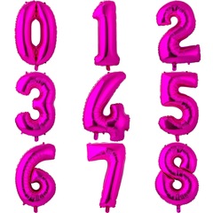 Фольгированные цифры 55 см с гелием (фуксия - металлик)