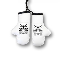 Перчатки боксерские комбинированные "Тигр графика", белые с черным