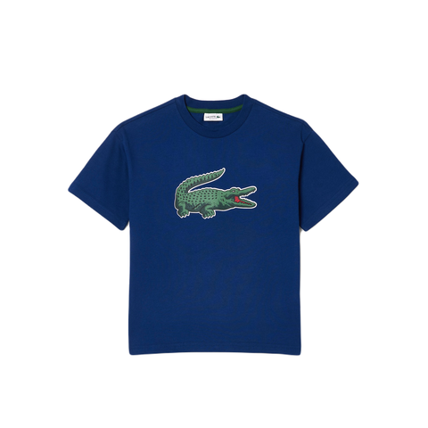 Детская теннисная футболка Lacoste Graphic Print Cotton T-Shirt - navy blue