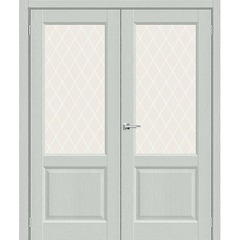Купить Двустворчатая дверь экошпон Неоклассик-33 grey wood остеклённая