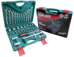 Набор инструмента  BraumAuto  37 предм. 1/2"-1/4" (6 гран.) (8-32мм) Хром