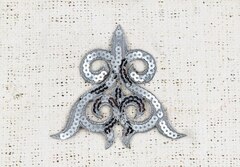 Термоаппликация орнамент люрекс пайетки, р. 10×9,5 см, серебро