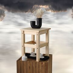 Табурет деревянный Одвар 33х33х45 см с черными винтами, из массива сосны в натуральной отделке