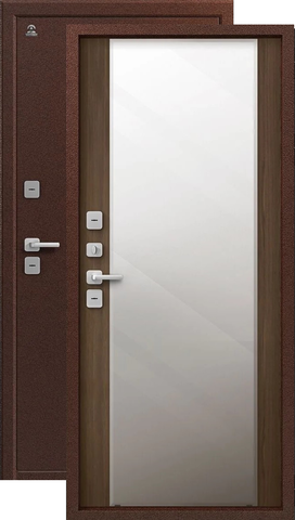 Термодверь входная Центурион Т-6/1 (2025) зеркало, 2 замка, 1,2 мм металл, (медь антик+миндаль)