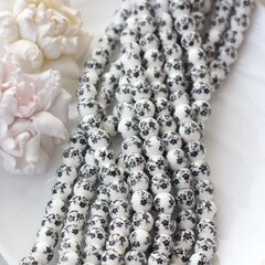 Бусина Шарик, керамика, белая с черной росписью, 10 мм, 1 нить, К161