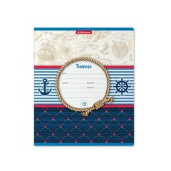 
          Тетрадь 12л., клетка, Erich Krause, скрепка, блок офсет, мелован. картон "Marine"