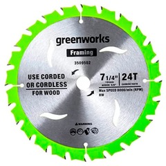 Диск пильный  по дереву для циркулярной пилы Greenworks, Арт. 2943407, 184x20 мм, 24T