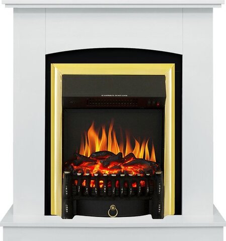 Каминокомплект Royal Flame Barcelona (разборный) - Белый с очагом Fobos FX Brass