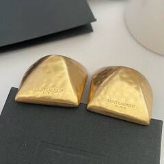 27061-Серьги клипсы крупные прямоугольников из латуни YSL