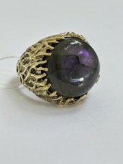 Имола-лабрадор (серебряное кольцо с позолотой)