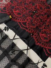 Кружево эластичное черное/ягодное 21 см