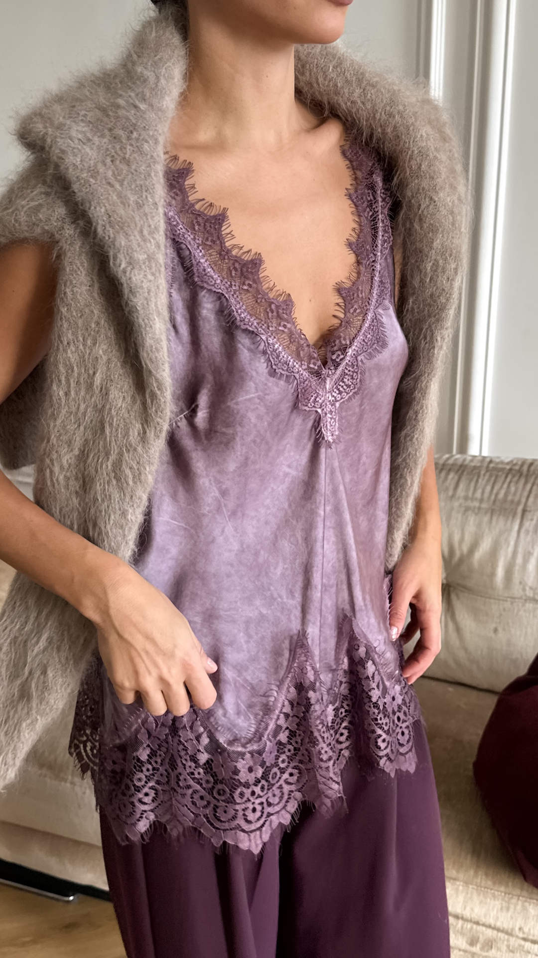 Топ с кружевной фантазийной отделкой