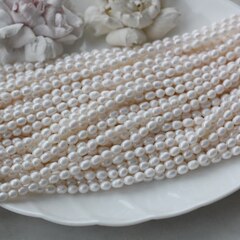 Жемчуг натуральный речной, рис, 4,8-6,5 мм, 1 нить, Ж021