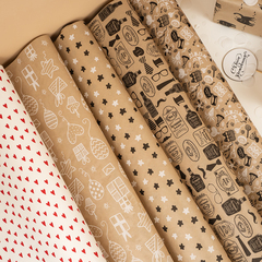 Упаковочная бумага крафт, Звезды, 40 г, 0,6*10 м