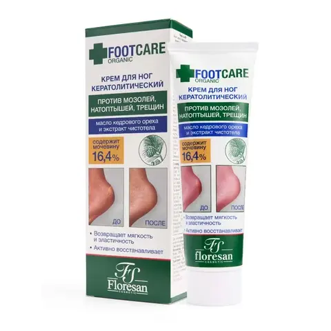 Floresan ORGANIC FOOT CARE Крем для ног кератолитический против трещин и натоптышей, 100мл