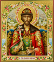 Андрей Боголюбский святой благоверный князь. Деревянная икона на левкасе