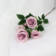 Розы искусственные кустовые евро, ветка 2 головы и 3 бутона, 72 см.