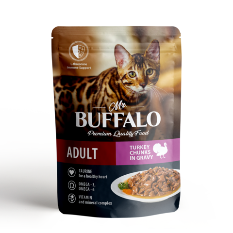 Mr. Buffalo Adult пауч для кошек индейка в соусе 85г
