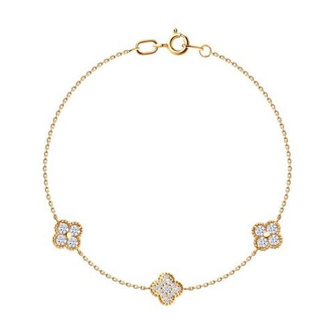 051563 - Браслет TRENDY gold из золота 585 пробы с подвесками клевер