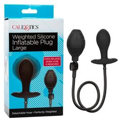 Черная расширяющаяся анальная пробка Weighted Silicone Inflatable Plug Large - 8,25 см. - 